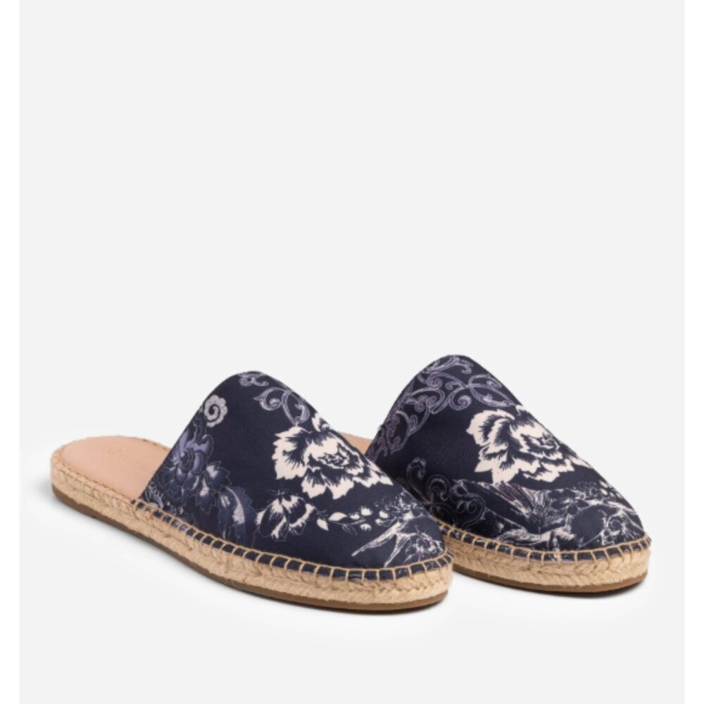 Johnny Was 'Olivia' Floral Mule Espadrille Slip-On Sandals, Indigo/White